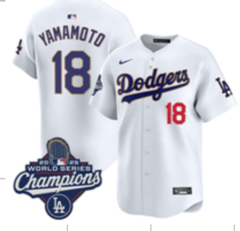 Men Los Angeles Dodgers #18 Yamamoto White blue Game 2026 Nike MLB Jersey 002->los angeles dodgers->MLB Jersey